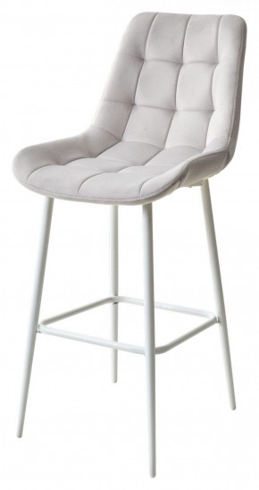 Барный стул ХОФМАН, цвет H-09 Светло-серый, велюр / белый каркас М-City в Карталах - kartaly.ok-mebel.com | фото 1