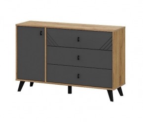 БАЙКАЛ Комод 3 ящика (со створкой) Графит/Дуб золотой в Карталах - kartaly.ok-mebel.com | фото