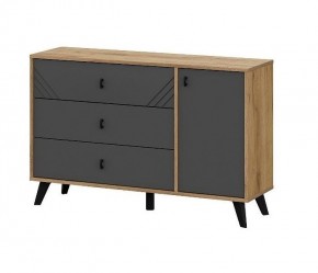 БАЙКАЛ Комод 3 ящика (со створкой) Графит/Дуб золотой в Карталах - kartaly.ok-mebel.com | фото 2