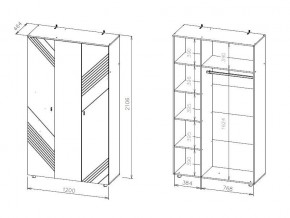 БАЙКАЛ Шкаф трехстворчатый (Графит/Дуб золотой) в Карталах - kartaly.ok-mebel.com | фото 3