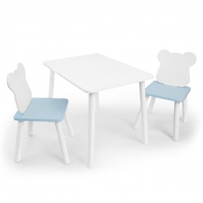 Детский комплект стол и два стула «Мишка» Rolti Baby (белый/голубой, массив березы/мдф) в Карталах - kartaly.ok-mebel.com | фото