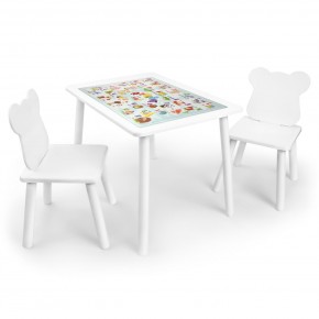 Детский комплект стол и два стула Мишка Rolti Baby с накладкой Алфавит (белая столешница/белое сиденье/белые ножки) в Карталах - kartaly.ok-mebel.com | фото