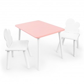 Детский комплект стол и два стула «Облачко» Rolti Baby (розовый/белый, массив березы/мдф) в Карталах - kartaly.ok-mebel.com | фото