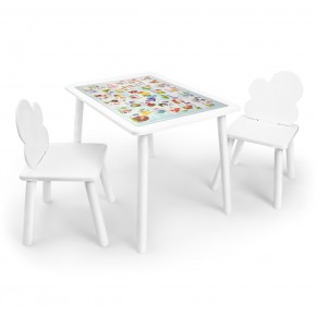 Детский комплект стол и два стула Облачко Rolti Baby с накладкой Алфавит (белая столешница/белое сиденье/белые ножки) в Карталах - kartaly.ok-mebel.com | фото
