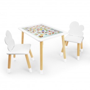 Детский комплект стол и два стула Облачко Rolti Baby с накладкой Алфавит (белая столешница/белое сиденье/береза ножки) в Карталах - kartaly.ok-mebel.com | фото