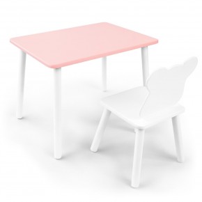 Детский комплект стол и стул «Мишка» Rolti Baby (розовый/белый, массив березы/мдф) в Карталах - kartaly.ok-mebel.com | фото