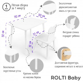 Детский комплект стол и стул Мишка Rolti Baby с накладкой Алфавит (белая столешница/белое сиденье/белые ножки) в Карталах - kartaly.ok-mebel.com | фото 2