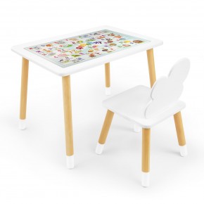 Детский комплект стол и стул Облачко Rolti Baby с накладкой Алфавит (белая столешница/белое сиденье/береза ножки) в Карталах - kartaly.ok-mebel.com | фото 1