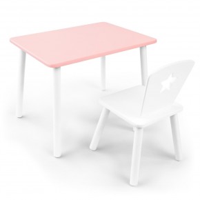 Детский комплект стол и стул «Звезда» Rolti Baby (розовый/белый, массив березы/мдф) в Карталах - kartaly.ok-mebel.com | фото