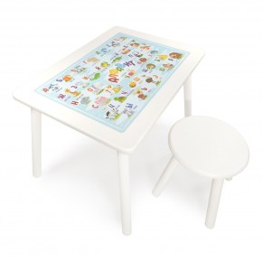 Детский комплект стол и табурет круглый Rolti Baby с накладкой Алфавит (белая столешница/белое сиденье/белые ножки) в Карталах - kartaly.ok-mebel.com | фото