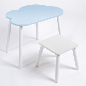 Детский комплект стол ОБЛАЧКО  и табурет Rolti Baby (голубая столешница/белое сиденье/белые ножки) в Карталах - kartaly.ok-mebel.com | фото