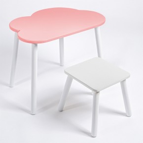 Детский комплект стол ОБЛАЧКО  и табурет Rolti Baby (розовая столешница/белое сиденье/белые ножки) в Карталах - kartaly.ok-mebel.com | фото