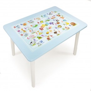 Детский стол с накладкой Алфавит  (Голубой/Белый) в Карталах - kartaly.ok-mebel.com | фото