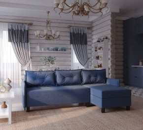 Диван-кровать угловой Киркас синий, ткань рогожка в Карталах - kartaly.ok-mebel.com | фото 2