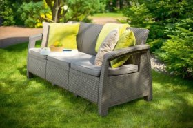 Диван пластиковый Корфу Макс (Corfu love seat max) капучино - песок в Карталах - kartaly.ok-mebel.com | фото 4