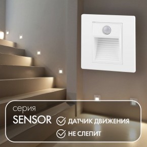 DK1020-WH Светильник встраиваемый в стену c датчиком движения, IP 20, LED 3000, 1 Вт, белый, пластик в Карталах - kartaly.ok-mebel.com | фото 2