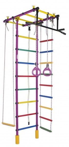 ДСК Атлант цв.фиолетовый радуга: турник, кольца, канат, трапеция, веревочная лестница в Карталах - kartaly.ok-mebel.com | фото 1