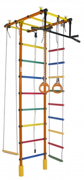 ДСК Атлант оранжевый радуга: турник, кольца, канат, трапеция, веревочная лестница в Карталах - kartaly.ok-mebel.com | фото 1