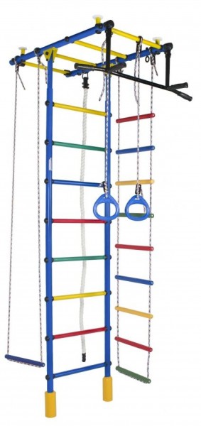 ДСК Атлант цв.синий радуга: турник, кольца, канат, трапеция, веревочная лестница в Карталах - kartaly.ok-mebel.com | фото