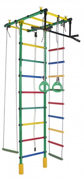 ДСК Атлант цв.зеленый радуга: турник, кольца, канат, трапеция, веревочная лестница в Карталах - kartaly.ok-mebel.com | фото 1