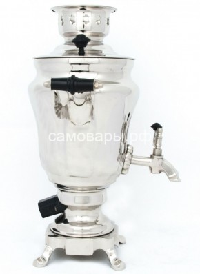 Электрический самовар из латуни никелированный на 1,5 литра форма "Тюльпан" с защитой от выкипания в Карталах - kartaly.ok-mebel.com | фото 3