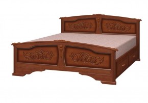 ЕЛЕНА Кровать из массива 1400 (Орех) с 2-мя ящиками в Карталах - kartaly.ok-mebel.com | фото