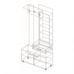 ГРАФ Вешалка с зеркалом ПРАВОЕ исполнение (темно серый) в Карталах - kartaly.ok-mebel.com | фото 2