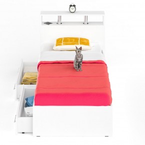 Камелия Кровать с ящиками 0900, цвет белый, ШхГхВ 93,5х217х78,2 см., сп.м. 900х2000 мм., без матраса, основание есть в Карталах - kartaly.ok-mebel.com | фото 4