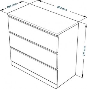 Комод Варма 3 с тремя выдвижными ящиками, цвет белый в Карталах - kartaly.ok-mebel.com | фото 4