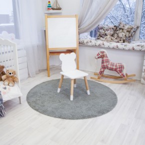 Комплект детский стол КРУГЛЫЙ и два стула МИШКА ROLTI Baby (белая столешница/белое сиденье/береза ножки) в Карталах - kartaly.ok-mebel.com | фото