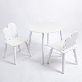 Комплект детский стол КРУГЛЫЙ и два стула ОБЛАЧКО ROLTI Baby (белая столешница/белое сиденье/белые ножки) в Карталах - kartaly.ok-mebel.com | фото