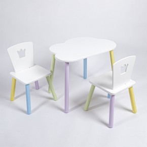 Комплект детский стол ОБЛАЧКО и два стула КОРОНА ROLTI Baby (белая столешница/белое сиденье/цветные ножки) в Карталах - kartaly.ok-mebel.com | фото