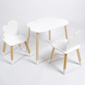 Комплект детский стол ОБЛАЧКО и два стула ОБЛАЧКО ROLTI Baby (белая столешница/белое сиденье/береза ножки) в Карталах - kartaly.ok-mebel.com | фото
