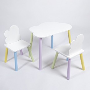 Комплект детский стол ОБЛАЧКО и два стула ОБЛАЧКО  ROLTI Baby (белая столешница/белое сиденье/цветные ножки) в Карталах - kartaly.ok-mebel.com | фото