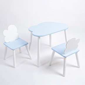 Комплект детский стол ОБЛАЧКО и два стула ОБЛАЧКО ROLTI Baby (голубая столешница/голубое сиденье/белые ножки) в Карталах - kartaly.ok-mebel.com | фото