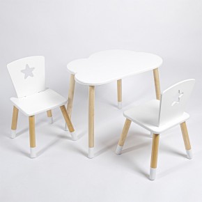 Комплект детский стол ОБЛАЧКО и два стула ЗВЕЗДА ROLTI Baby (белая столешница/белое сиденье/береза ножки) в Карталах - kartaly.ok-mebel.com | фото