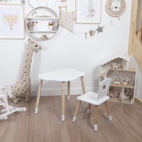 Комплект детский стол ОБЛАЧКО и стул КОРОНА ROLTI Baby (белая столешница/белое сиденье/береза ножки) в Карталах - kartaly.ok-mebel.com | фото 2
