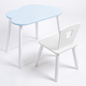 Комплект детский стол ОБЛАЧКО и стул КОРОНА ROLTI Baby (голубая  столешница/белое сиденье/белые ножки) в Карталах - kartaly.ok-mebel.com | фото