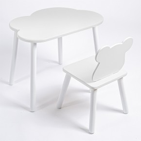 Комплект детский стол ОБЛАЧКО и стул МИШКА ROLTI Baby (белая столешница/белое сиденье/белые ножки) в Карталах - kartaly.ok-mebel.com | фото