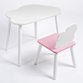 Комплект детский стол ОБЛАЧКО и стул ОБЛАЧКО ROLTI Baby (белая столешница/розовое сиденье/белые ножки) в Карталах - kartaly.ok-mebel.com | фото