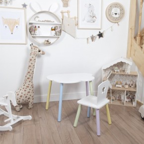 Комплект детский стол ОБЛАЧКО и стул ЗВЕЗДА ROLTI Baby (белая столешница/белое сиденье/цветные ножки) в Карталах - kartaly.ok-mebel.com | фото