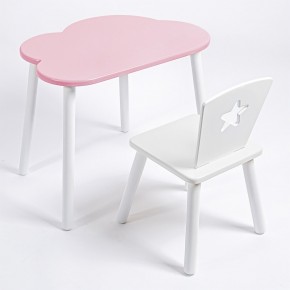 Комплект детский стол ОБЛАЧКО и стул ЗВЕЗДА ROLTI Baby (розовая столешница/белое сиденье/белые ножки) в Карталах - kartaly.ok-mebel.com | фото