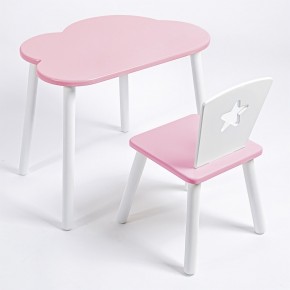 Комплект детский стол ОБЛАЧКО и стул ЗВЕЗДА ROLTI Baby (розовая столешница/розовое сиденье/белые ножки) в Карталах - kartaly.ok-mebel.com | фото