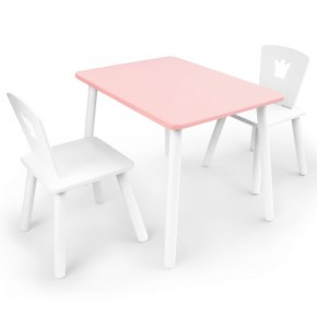 Комплект детской мебели стол и два стула Корона  (Розовый/Белый/Белый) в Карталах - kartaly.ok-mebel.com | фото