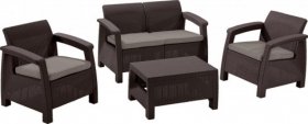 Комплект мебели Корфу сет (Corfu set) коричневый - серо-бежевый * в Карталах - kartaly.ok-mebel.com | фото 1