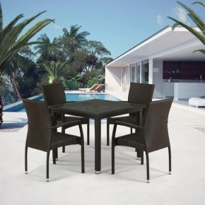 Комплект плетеной мебели T257A/YC379A-W53 Brown (4+1) + подушки на стульях в Карталах - kartaly.ok-mebel.com | фото 1