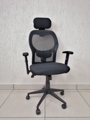 Кресло Barneo K-128 для персонала (черная ткань черная сетка) в Карталах - kartaly.ok-mebel.com | фото 1