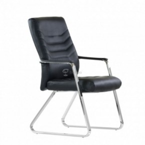Кресло Barneo K-25 для посетителей и переговорных (хром, черная экокожа) в Карталах - kartaly.ok-mebel.com | фото