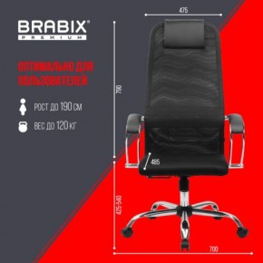 Кресло BRABIX PREMIUM "Ultimate EX-800" хром, плотная двойная сетка Х2, черное, 532911 в Карталах - kartaly.ok-mebel.com | фото 6