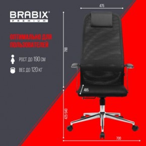 Кресло BRABIX PREMIUM "Ultimate EX-801" хром, плотная двойная сетка Х2, черное, 532917 в Карталах - kartaly.ok-mebel.com | фото 7